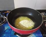 A picture of step 1 of Besan sooji Ladoos.