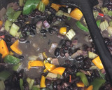 A picture of step 7 of Black bean soup with poached egg, salsa and corn tortillas.