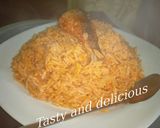 A picture of step 9 of Tasty Jollof Rice with leftover stew.