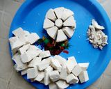 A picture of step 1 of Fried awara(soya beans cake).