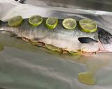 Une image de l'étape 6 de Saumon entier au pesto, romarin et citron vert.