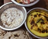 पूर्वी यूपी की प्रसिद्ध थाली मूंग की दाल की कढ़ी (मूंगोड़ी)चावल,जीरा आलू,कचरी,पापड़,चटनी, अचार रोटी साथ में बेसन के लड्डू रेसिपी चरण 15 फोटो