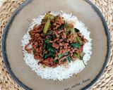 Foto del paso 10 de la receta Wok de judías verdes, carne picada y espinacas