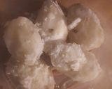 A picture of step 2 of Potato nuggets served with marinara sauce.