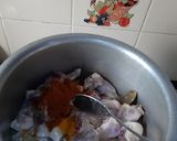 A picture of step 2 of Nati style Chicken biriyani Karnataka style biriyani.