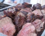 A picture of step 14 of Grilled Beef Tenderloin with Portobello Sauce.