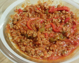 Foto del paso 7 de la receta: Espaguetis con carne picada en salsa de tomate y baguette con fiambres y queso