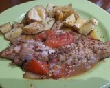 Foto del paso 5 de la receta: "Filet pescador", en paellera con papas rústicas 🐟
