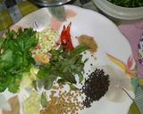 A picture of step 2 of Methi leaves pakoda kadhi.