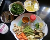 A picture of step 1 of Moong palak santula.