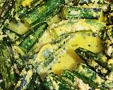 A picture of step 3 of Bhindi Posto.