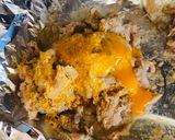 Foto del paso 2 de la receta: Rollo de Plátano frito relleno de puré de salmón, hierbas aromáticas y jamón Serrano