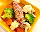 Hình bước làm 3 của món 🦑Mực nhồi thịt sốt dầu hào
