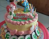 Foto langkah ke 7 dari resep Cake ultah rainbow.