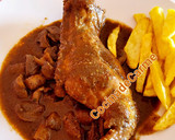 Foto del paso 6 de la receta: Conejo guisado con patatas fritas y champiñones