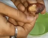 A picture of step 1 of Khed (Stir-Fried Jackfruit seeds).