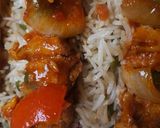 A picture of step 6 of Peri peri skrewers with fried rice.