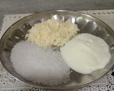 A picture of step 1 of Kesari kalakand.