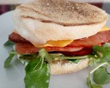 A picture of step 6 of My Ulster Fry, Cress and cheese on Muffin 😍.