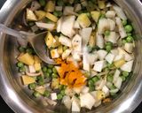 A picture of step 3 of Mooli-Aloo-Matar.