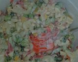 A picture of step 4 of Creamy pasta ceasor salad.