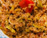 A picture of step 8 of Karele keema recipe.