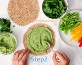 A picture of step 2 of Spinach Hummus Wrap.