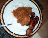 A picture of step 3 of White rice wit stew nd some agada.
