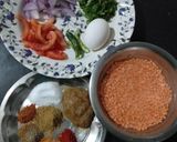 A picture of step 1 of Anda masoor dal.