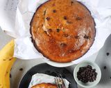 A picture of step 1 of Eggless Banana Cake with chocolate chips.