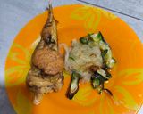 Foto del paso 4 de la receta: Rape en cama de cebolla y calabacín con costra de mayonesa
