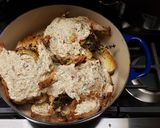 A picture of step 12 of Roasted Cornish Hens over French Breads with a Rich Creamy Top.