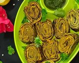 A picture of step 10 of Authentic Rickwach with Urad Dal and Colocasia leaves.