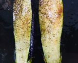 A picture of step 1 of Roasted eggplants with walnut cheese sauce.