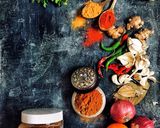 A picture of step 1 of Amritsari chole masala with urban platter’s chole masala ready mix spice.