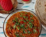 A picture of step 4 of Baingan bharta & Jowar bhakri.