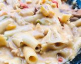 A picture of step 7 of Creamy Chicken Fajita Pasta.