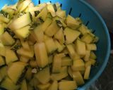 A picture of step 1 of Kale chane and pumpkin sabji with roti and mango puree.