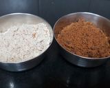 A picture of step 4 of Besan laddo with gud powder.
