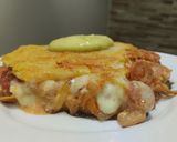 Foto del paso 10 de la receta: Arepa rellena de salchicha, pimentón, cebolla y queso🥯🌭🧀