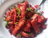 A picture of step 3 of Beetroot Bread Sticks Upma.