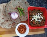 A picture of step 3 of Methi sabzi bajri roti and peanut chutney.