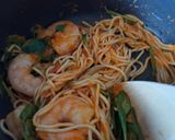 A picture of step 3 of Leftover Spaghetti with Shrimp and Vodka Sauce.