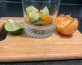 A picture of step 1 of Orange mint mojito.