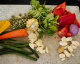 A picture of step 1 of Peri Peri Paneer Steak with Tossed Vegetables.