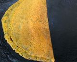 A picture of step 3 of Besan Cheela with Kasuri Methi.