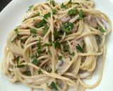 Foto del paso 5 de la receta: Pasta ExtraCremosa Pollo/ Champiñones/Tocino y Pan de Ajo