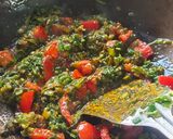 A picture of step 5 of Smoky Brinjal with Spinach (Green Olo Style).