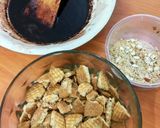 A picture of step 2 of No bake biscuit cake.