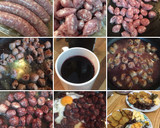 Foto del paso 1 de la receta: Butifarras con salsa de vino tinto, patatas al horno y huevos